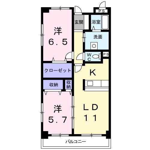 レンドール(2LDK/4階)の間取り写真