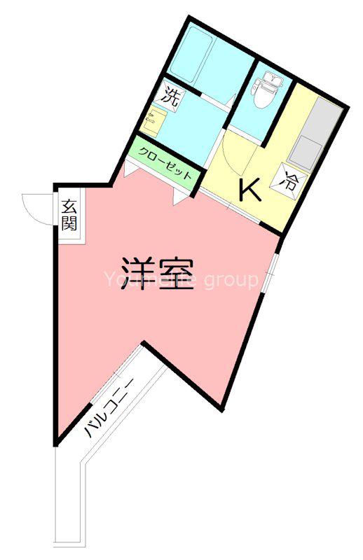 横浜元町ガーデン18(1K/2階)の間取り写真