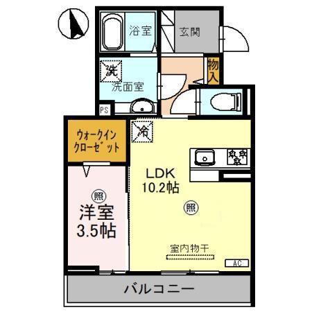 ラルジュ飯塚(1LDK/3階)の間取り写真