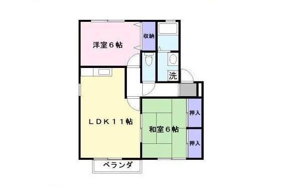 パークヒルズ梨ノ木(2LDK/2階)の間取り写真
