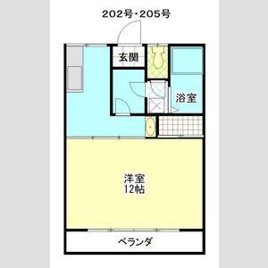 パインハウスI(1DK/2階)の間取り写真