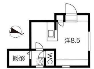 SAKURA AXIS 用賀(ワンルーム/4階)の間取り写真