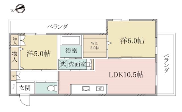ヘーベルヴィレッジ高円寺北ルティルオプス高円寺(2LDK/3階)の間取り写真