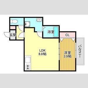 THE NOBLES久留米中央(1LDK/3階)の間取り写真