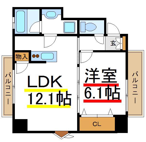 RIVA3(1LDK/4階)の間取り写真