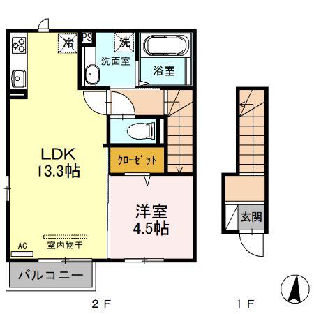 フレシール(1LDK/2階)の間取り写真