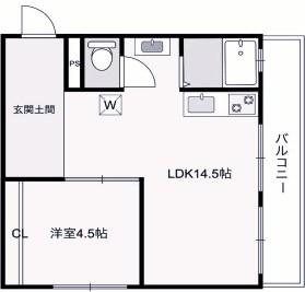 御影ハイム(1LDK/4階)の間取り写真