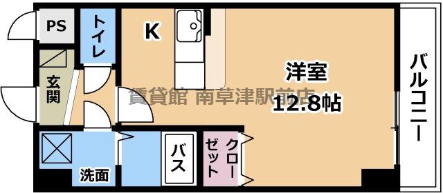 ＪＲ東海道本線 瀬田駅(滋賀) 徒歩30分 7階建 築20年(ワンルーム/6階)の間取り写真
