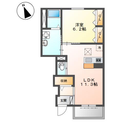 COMFORTIA(1LDK/1階)の間取り写真