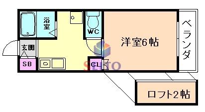 トリコット北梅田(1K/2階)の間取り写真