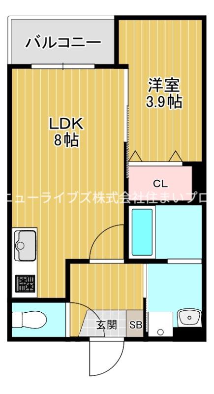 エレヴェ門真(1LDK/1階)の間取り写真