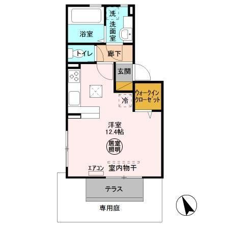 フォルテューヌ畑沢南(ワンルーム/1階)の間取り写真