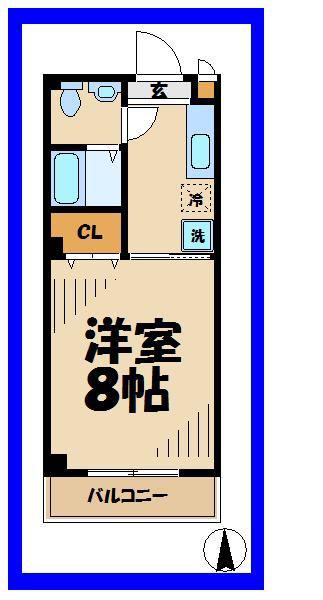 メルベーユ登戸(1K/1階)の間取り写真