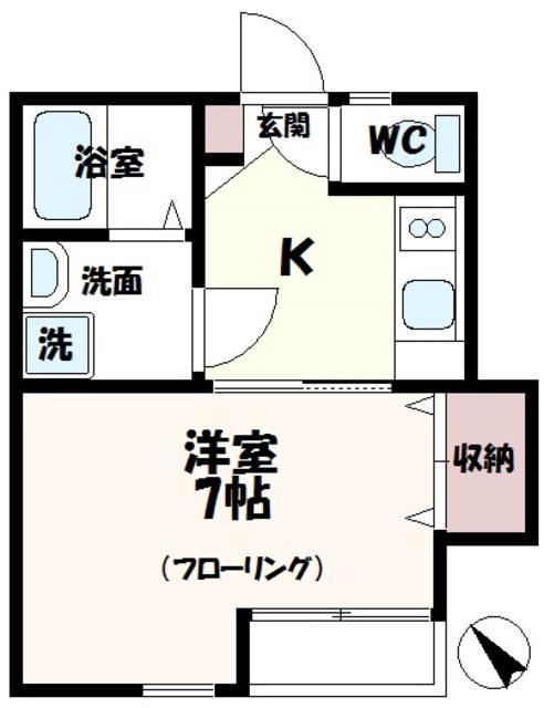 ウエスト HILLS T(1K/2階)の間取り写真