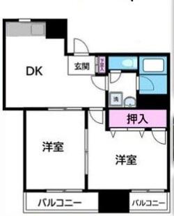 エアリー西日暮里(2DK/6階)の間取り写真