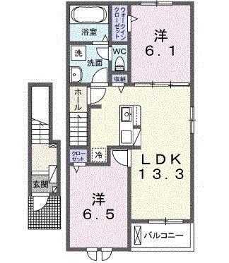 ノイエ ハイマート(2LDK/2階)の間取り写真