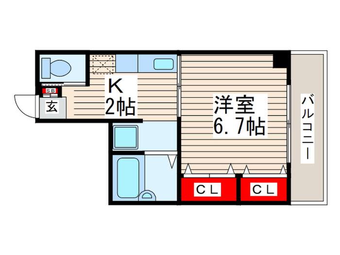 アサヒハイツ東葛西II(1K/2階)の間取り写真