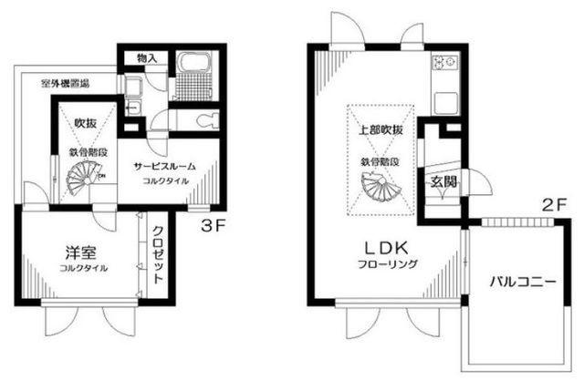 アパートメントブラン(1SLDK/2階)の間取り写真