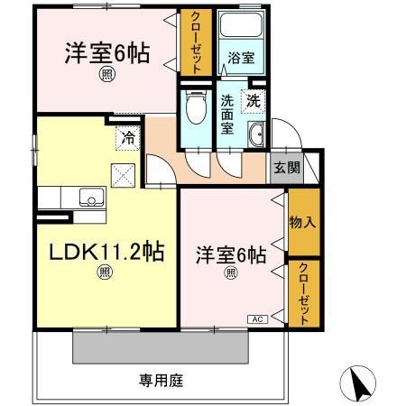 サンライズ(2LDK/1階)の間取り写真