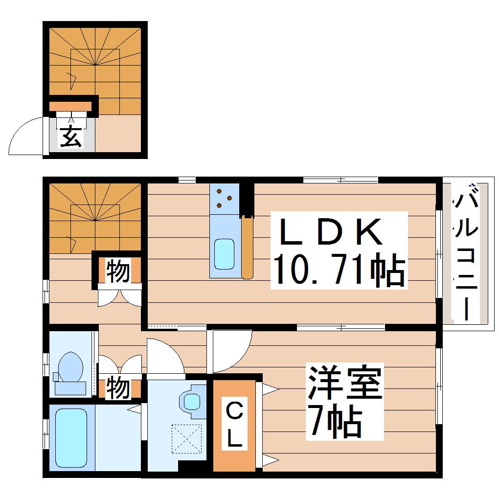 エスポワールLEI(1LDK/2階)の間取り写真