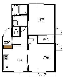 カサクァレンタ駿河 J(2DK/2階)の間取り写真