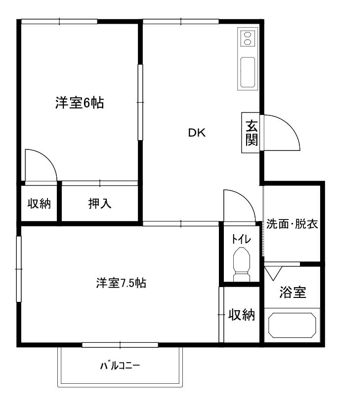 愛宕ハイツ I(2DK/2階)の間取り写真