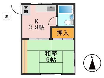 コーポ松(1K/2階)の間取り写真