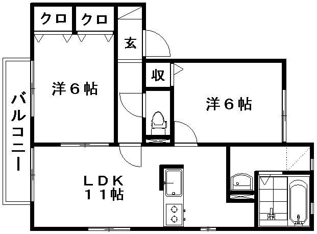 コート/リヴェールB(2LDK/1階)の間取り写真