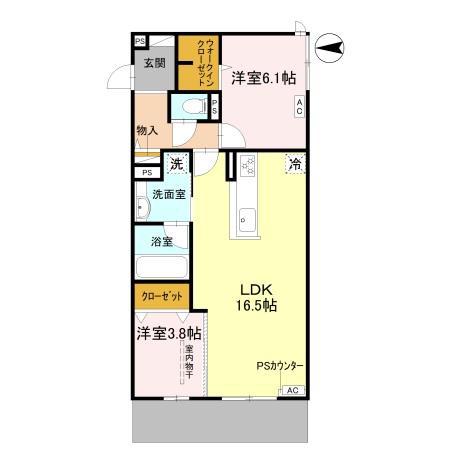 TORISIA千里丘I(2LDK/3階)の間取り写真