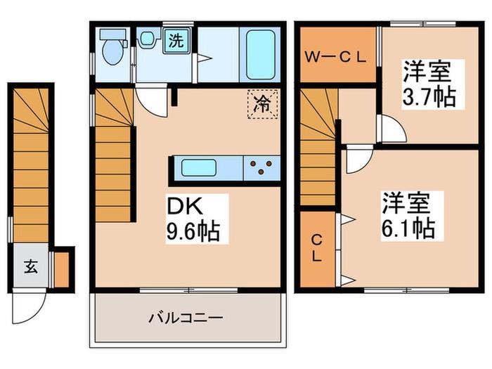 ジョリーパレスII(2LDK/2階)の間取り写真