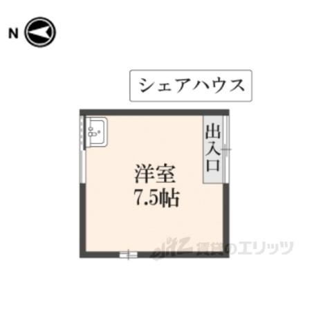 京福電鉄嵐山本線 山ノ内駅(京都) 徒歩4分 2階建 築8年(ワンルーム/1階)の間取り写真