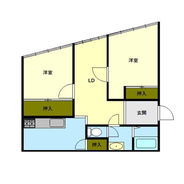 ユニカビル(2LDK/3階)の間取り写真