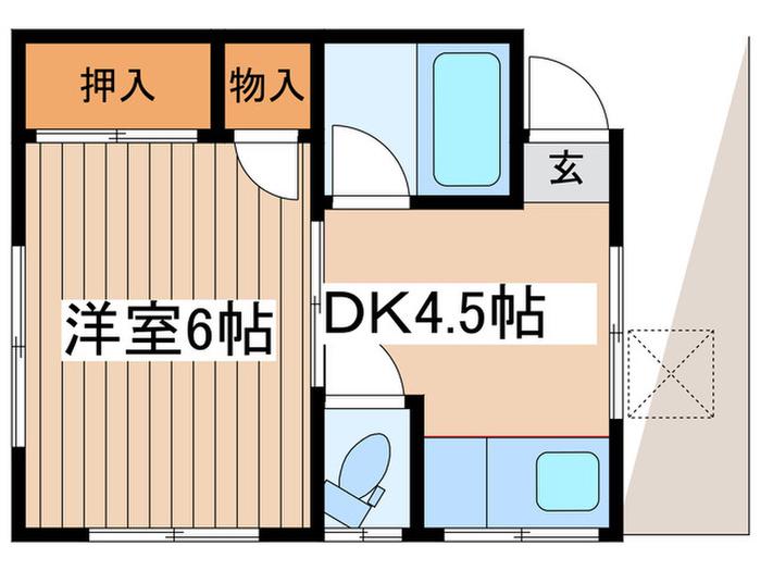 愛和荘(1DK/2階)の間取り写真