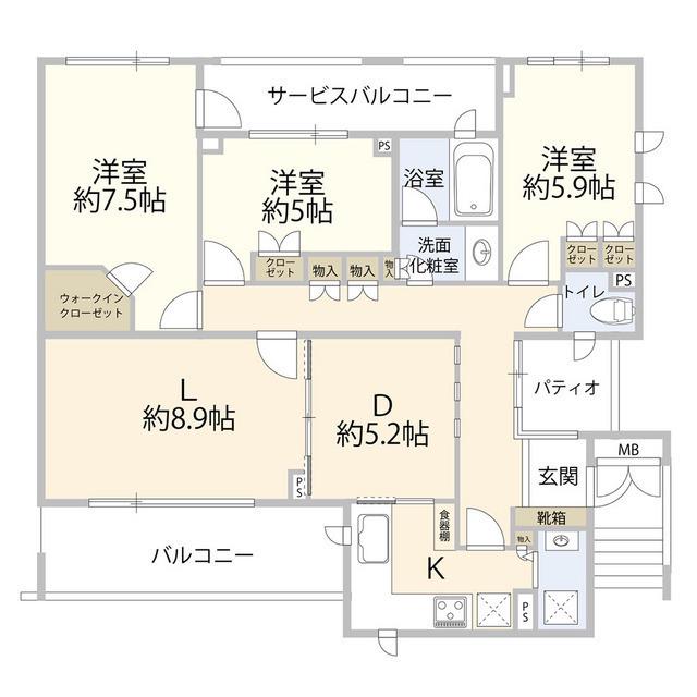 グラン・ペルフェクティオ(3LDK/2階)の間取り写真