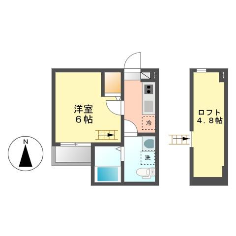 テオドーラ浅間町(1SK/1階)の間取り写真