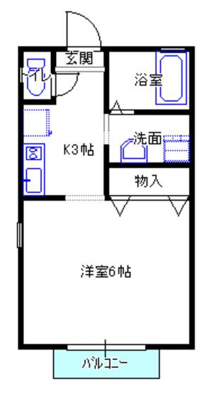 ジュネス白石(1K/2階)の間取り写真