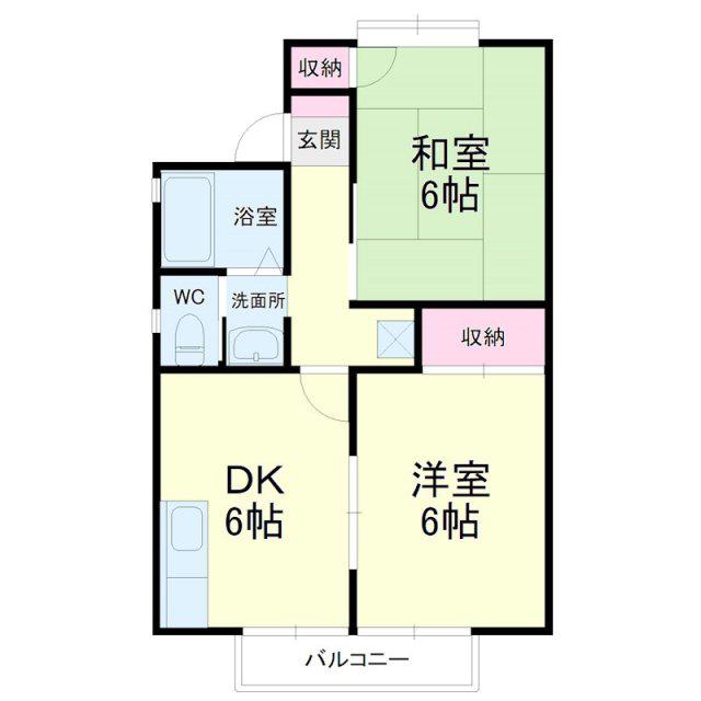 アピアA(2DK/1階)の間取り写真