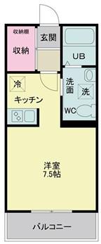 アルソスI(1K/3階)の間取り写真