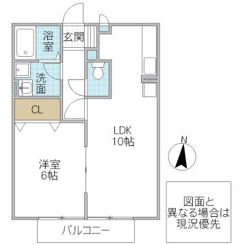 ブルーメンベート(1LDK/2階)の間取り写真