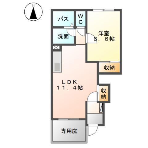 スターテラス小池原II(1LDK/1階)の間取り写真