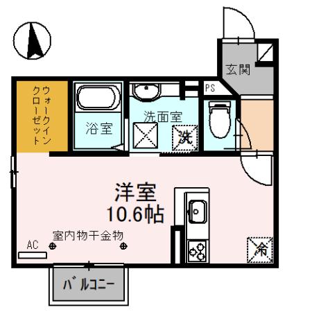 クレスト・ラメール(ワンルーム/1階)の間取り写真