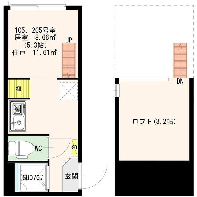 STAGE北新宿(ワンルーム/2階)の間取り写真