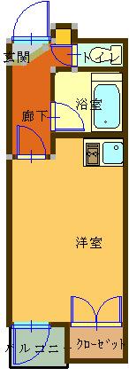 グランピアマンション水前寺I(ワンルーム/4階)の間取り写真