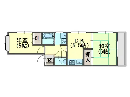 エクレールIII(2DK/2階)の間取り写真