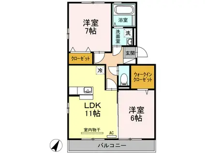 リバブル北高下A棟(2LDK/2階)の間取り写真