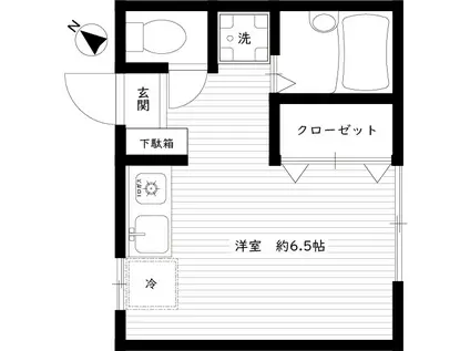 フラット上馬(ワンルーム/1階)の間取り写真