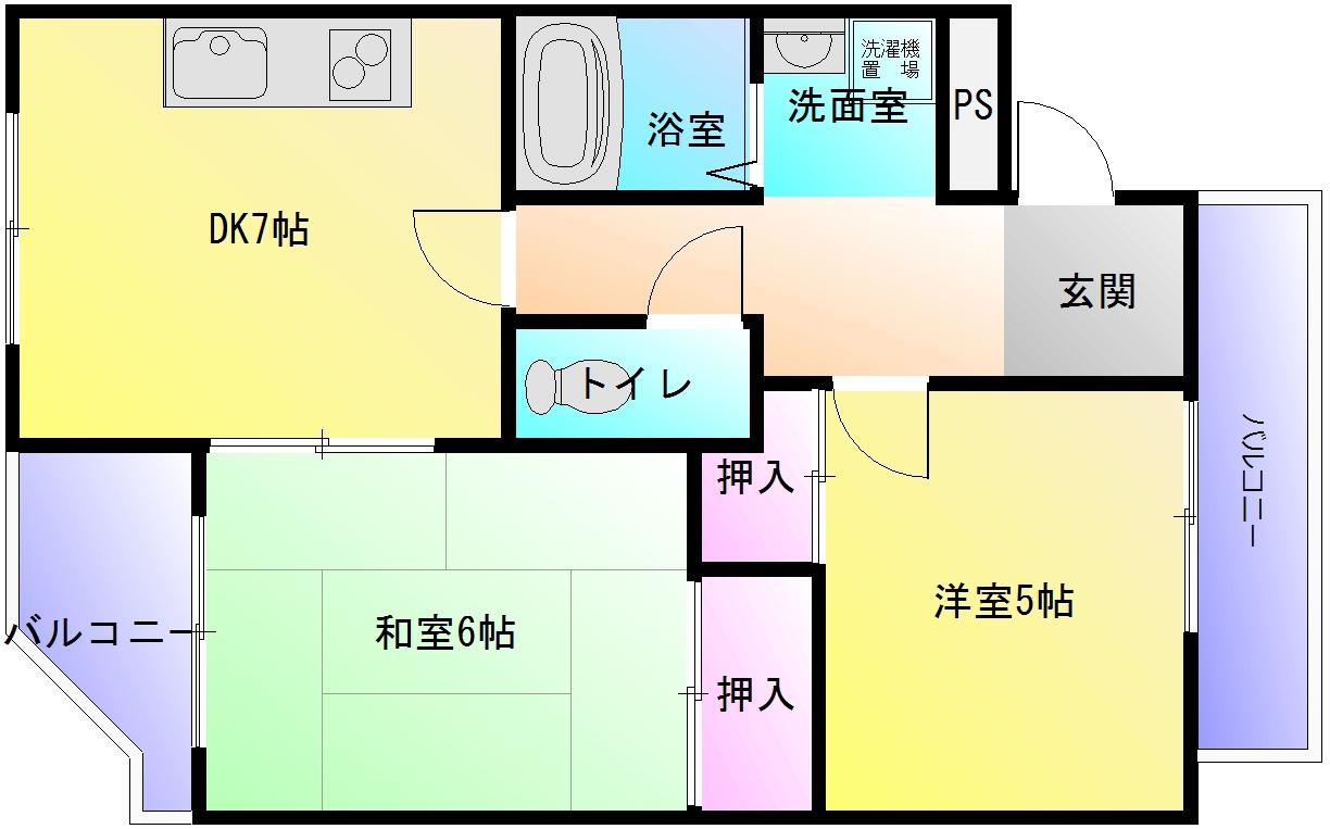 リバーヒル(2DK/4階)の間取り写真