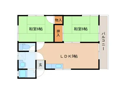 ハイツ岡下(2LDK/2階)の間取り写真