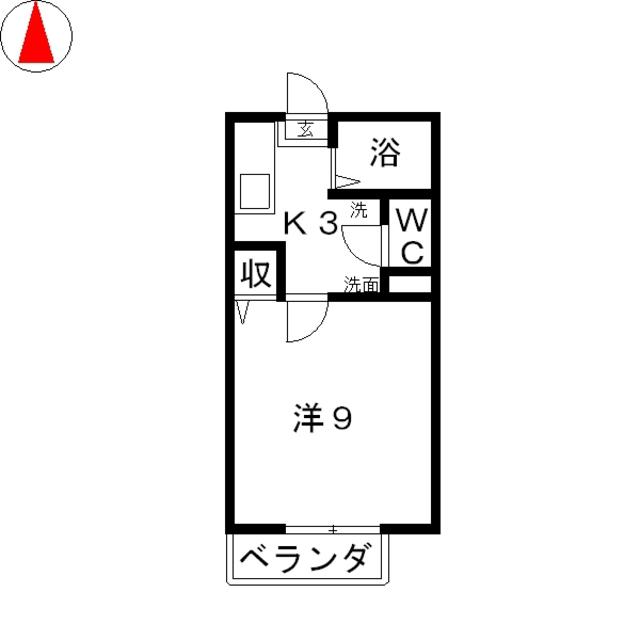 ロイヤルハイネス三田 B(1K/1階)の間取り写真