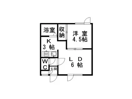鈴木マンション(1LDK/2階)の間取り写真